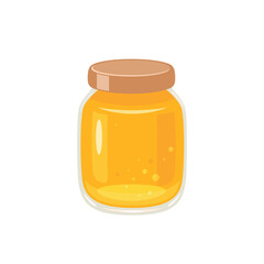 Honey in glass jar. Vector flat icon of organic sweets. Healthy food illustration.