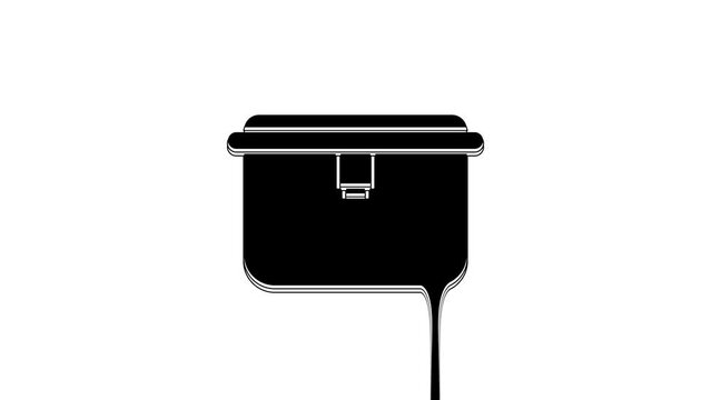 Black Lunch box icon isolated on white background. 4K Video motion graphic animation