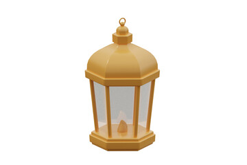 Islamic Lantern ramadhan 3d icon isolated white bacground. 3d rendering
