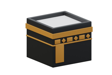 Kaaba ramadhan 3d icon isolated white bacground. 3d rendering