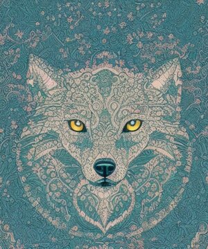 highly intricate and detailed photograph of a beautiful starry wolf, vivid colors, full