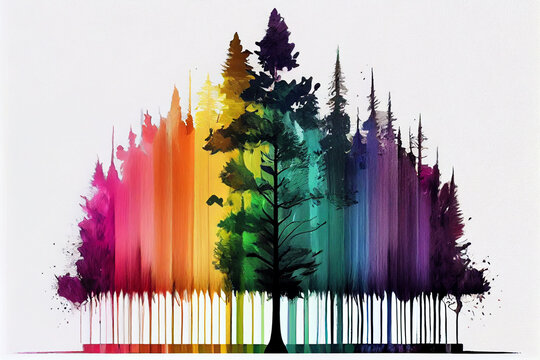 Colour trees isolated on white background. © PaulShlykov
