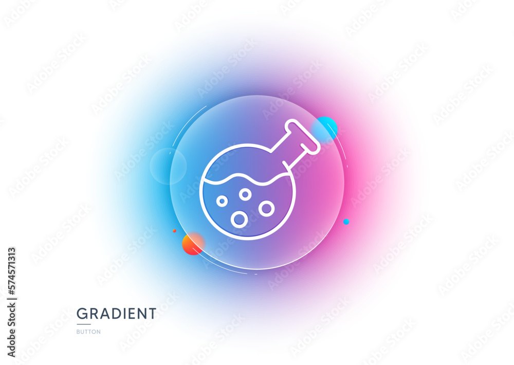Poster chemistry lab line icon. gradient blur button with glassmorphism. laboratory flask sign. analysis sy