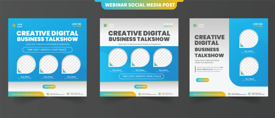 Online webinar digital marketing for social media post with editable photo template