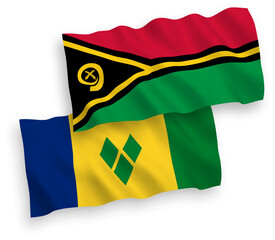 Flags of Saint Vincent and the Grenadines and Republic of Vanuatu on a white background