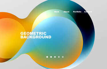 Landing page abstract liquid background. Flowing shapes, round design and circle. Web page for website or mobile app wallpaper