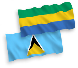 Flags of Saint Lucia and Gabon on a white background