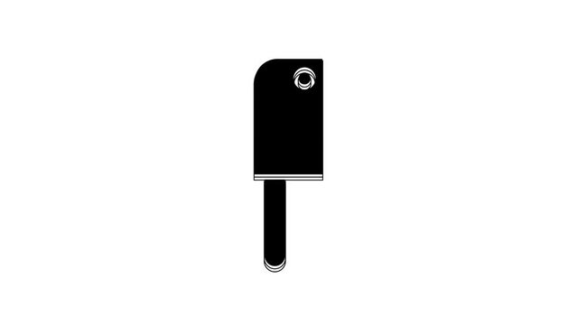 Black Meat chopper icon isolated on white background. Kitchen knife for meat. Butcher knife. 4K Video motion graphic animation