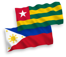 Flags of Togolese Republic and Philippines on a white background