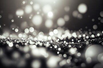 Abstract silver glitter bokeh background. Generative AI.	