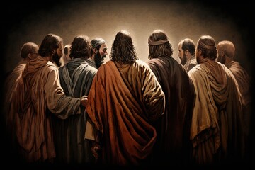Jesus teaching disciples. 