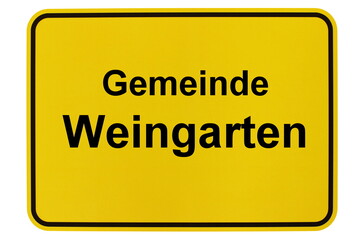 Illustration eines Ortsschildes der Gemeinde Weingarten in Baden-Württemberg
