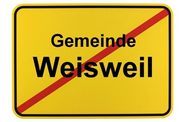 Illustration eines Ortsschildes der Gemeinde Weisweil in Baden-Württemberg