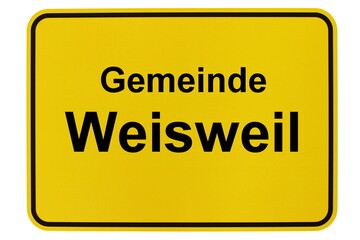 Illustration eines Ortsschildes der Gemeinde Weisweil in Baden-Württemberg