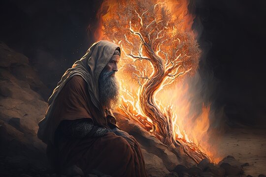 Moses and the burning bush.
