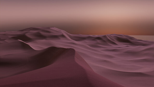 Sunset Landscape, with Desert Sand Dunes. Scenic Contemporary Wallpaper with Natural Gradient Sky