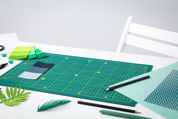 Concept of accessories for patchwork, cutting mat