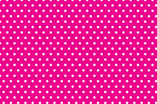 pink background white polka dots pattern design, suitable for dresses, paper, tablecloths, shirts.