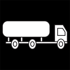Vector, Image of oil truck icon,Black and white color, on black background