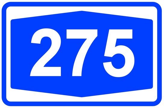 Illustration eines Autobahnschildes der Autobahn 275 in Deutschland	