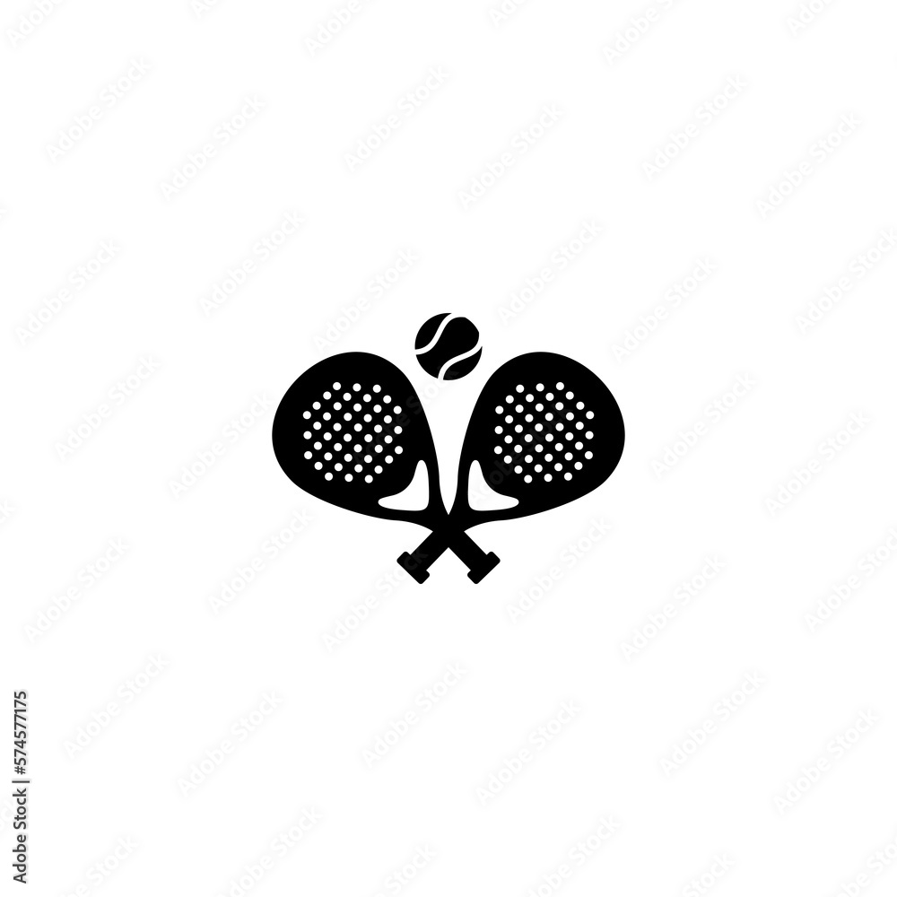 Wall mural padle tennis logo. padle racket and ball logo icon vector on white background