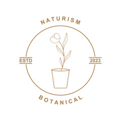 botanical logo illustration for beauty natural organic brand