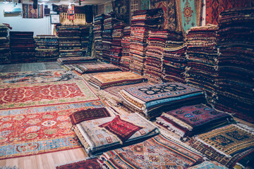 Carpet market in the silk road city of Samarkand, Uzbekistan