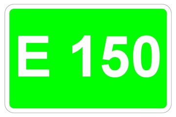 Illustration eines Europastraßenschildes der E 150 in Europa