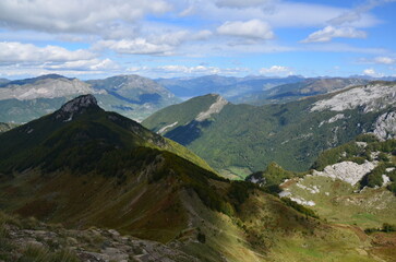 Obraz premium The mountains of the Prokletije National Park in the autumn near the Grebaje Valley of Montenegro. The Accursed Mountains. Albanian Alps.