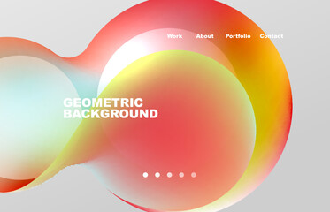 Landing page abstract liquid background. Flowing shapes, round design and circle. Web page for website or mobile app wallpaper