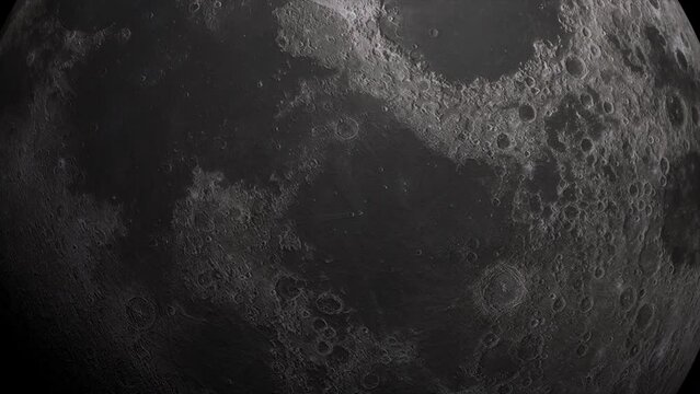 Concept 4-U1 View of the realistic waning crescent moon from space with asteroid impact craters.