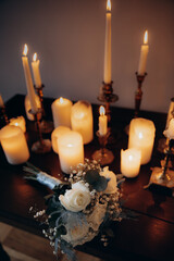 wedding ring, atmosphere of candles and romance