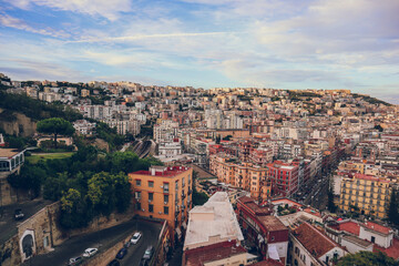 Naklejka premium view from above to Naples(Napoli) with all of its stunning colorful buildings, Naples, Napoli, Italy, Italia