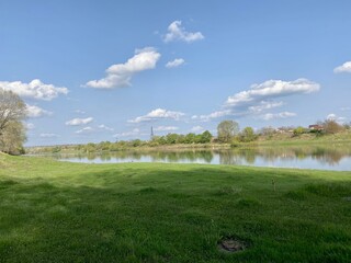 Obraz premium Dnister River Criuleni Cosnita view from Slobozia Dusca right bank