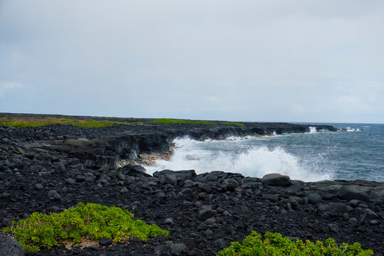 Scenery of coastline, Puna Coast Trail, Halape Beach, Hawaii Volcanoes National Park, Hawaii Islands, USA