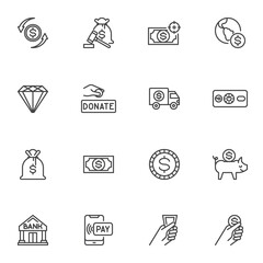 Business and finance line icons set