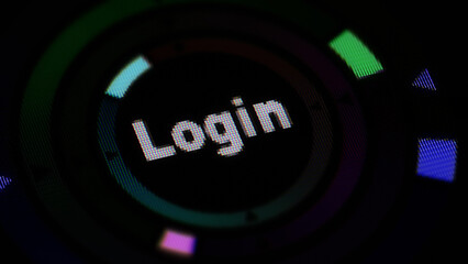 Login icon in the screen. 3D Illustration.
