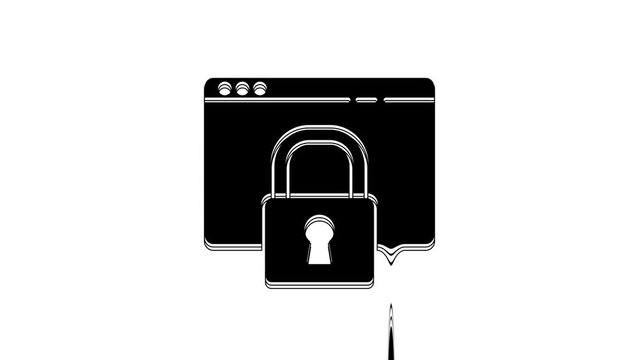Black Secure your site with HTTPS, SSL icon isolated on white background. Internet communication protocol. 4K Video motion graphic animation