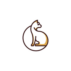 Simple Cute Cat Line Art Logo Design Template, cute cat line art, great to use for logos of shops selling cats and logos of cat lovers community
