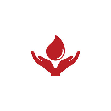 Simple Blood Donors Logo Design Template, blod and hand logo design template