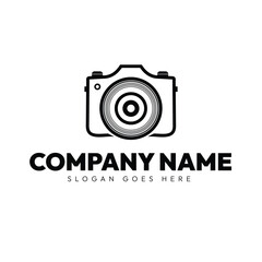 Creative and Minimal Black and White Camera Logo design, Studio, Photography Logo Illustration vector