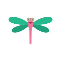 Cartoon dragonfly. Vector illustration. Cute funny colorful dragonfly insect.