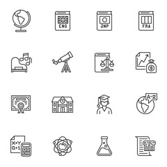 Education and science line icons set