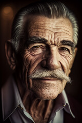 Portrait alter Mann mit vielen Falten, Charaktergesicht - Thema Alter oder Rente. Generative AI Illustration