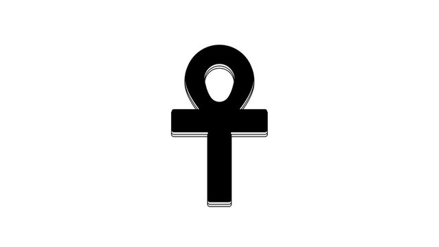 Black Cross ankh icon isolated on white background. 4K Video motion graphic animation