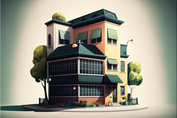 Isometric 3D House Model. Generative AI