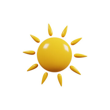 Sun icon Meteorological sign. 3D render. .