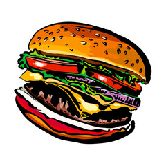 Bunter realistischer Cheeseburger Hamburger Illustration Fast Food