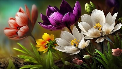 Experience the Splendor of Spring's Blooming Flowers background, A Symphony of Colors, Generative ai