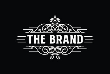 Swirl Insignia Vintage Border Frame Royal Crown Badge Emblem Stamp Label Logo Design Vector